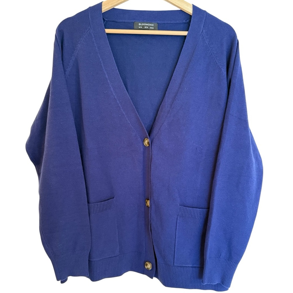 BloomChic Navy V-Neck Cardigan